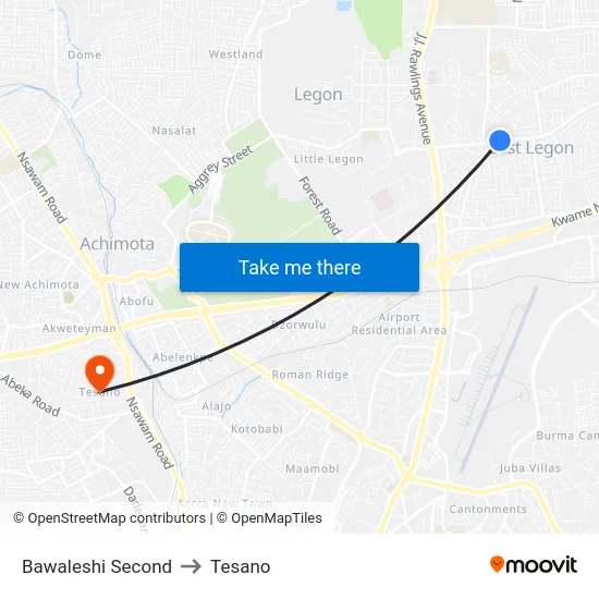 Bawaleshi Second to Tesano map