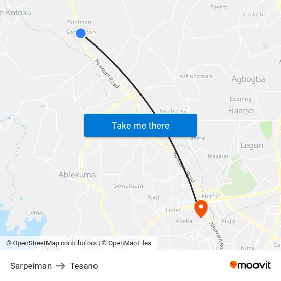 Sarpeiman to Tesano map