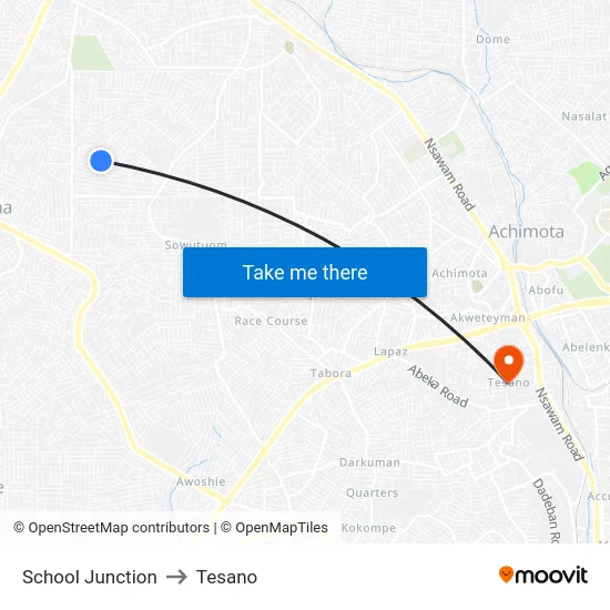 School Junction to Tesano map