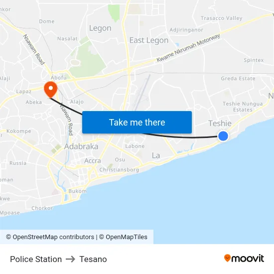 Police Station to Tesano map