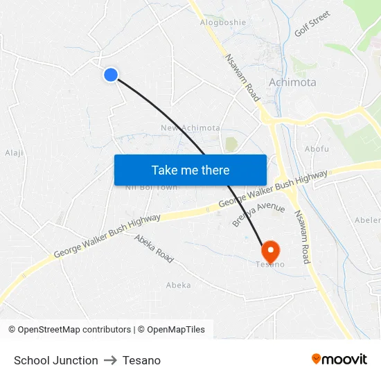 School Junction to Tesano map