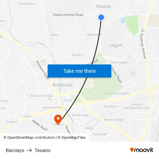 Barclays to Tesano map
