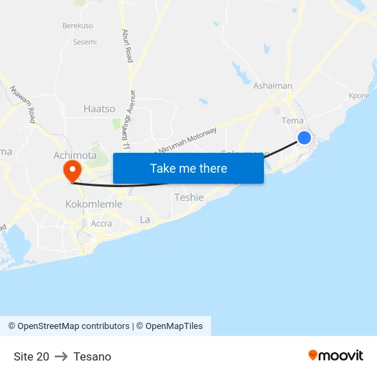 Site 20 to Tesano map