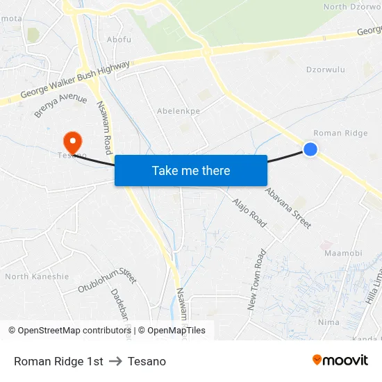 Roman Ridge 1st to Tesano map