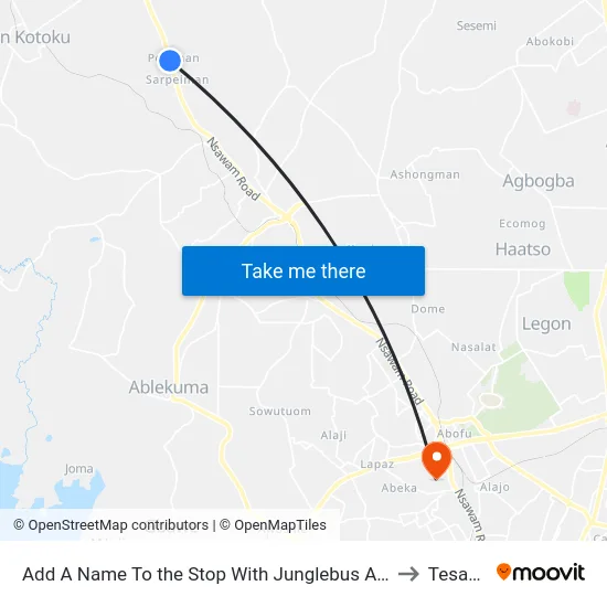 Add A Name To the Stop With Junglebus App to Tesano map