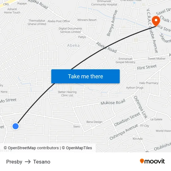 Presby to Tesano map