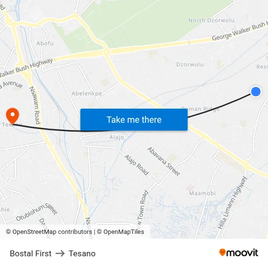 Bostal First to Tesano map