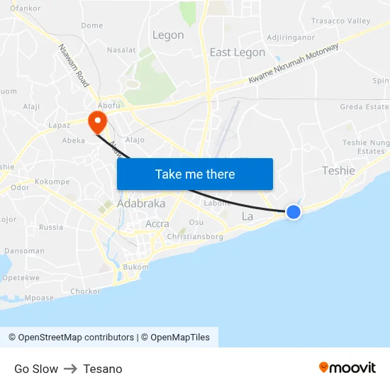Go Slow to Tesano map