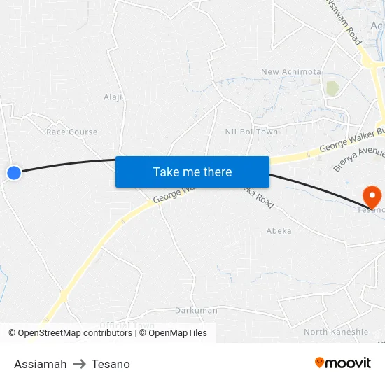 Assiamah to Tesano map