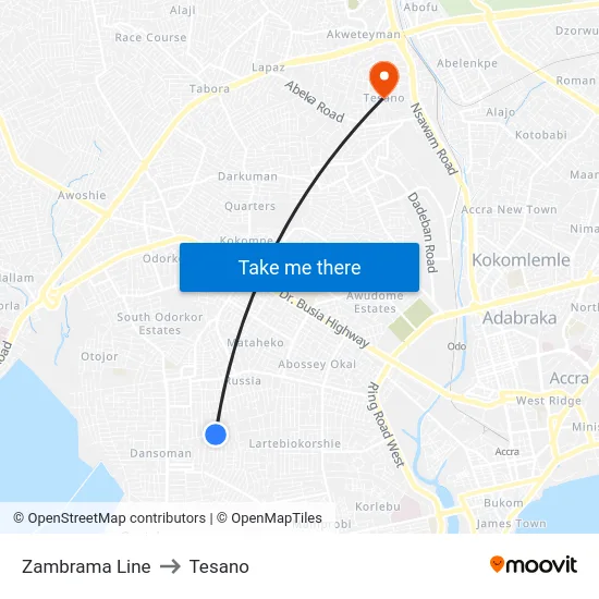 Zambrama Line to Tesano map