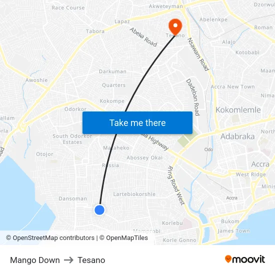 Mango Down to Tesano map