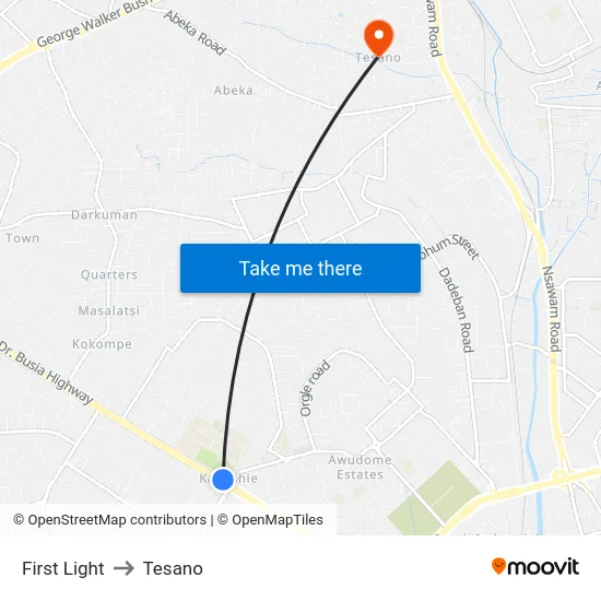First Light to Tesano map