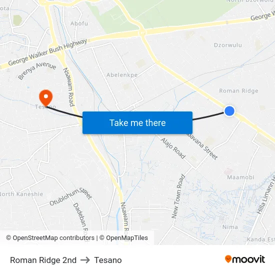 Roman Ridge 2nd to Tesano map
