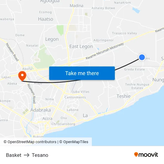 Basket to Tesano map