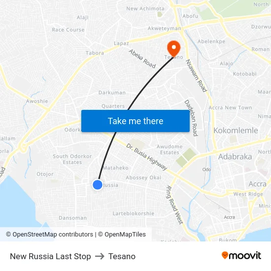 New Russia Last Stop to Tesano map