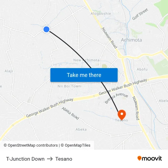 T-Junction Down to Tesano map
