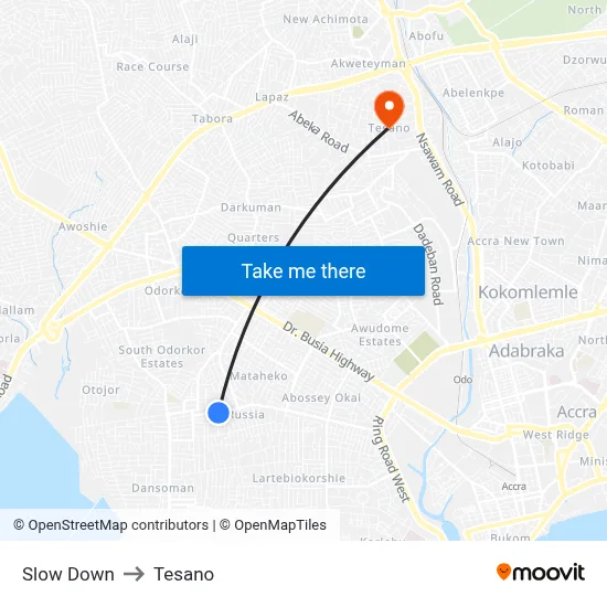 Slow Down to Tesano map