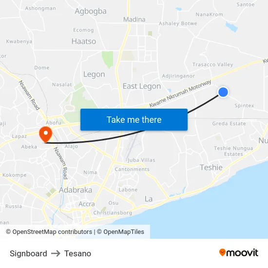 Signboard to Tesano map