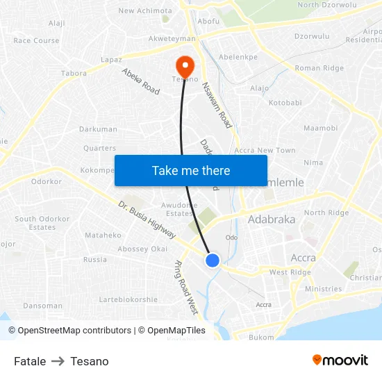 Fatale to Tesano map