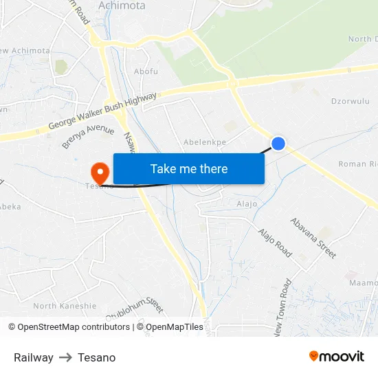 Railway to Tesano map