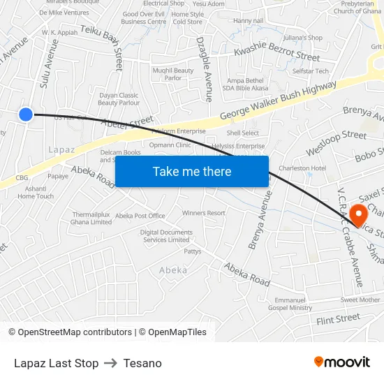 Lapaz Last Stop to Tesano map