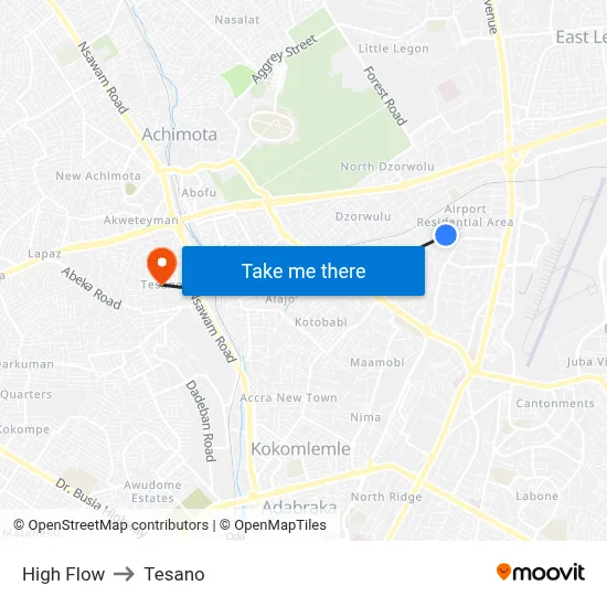 High Flow to Tesano map