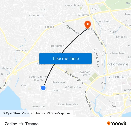 Zodiac to Tesano map