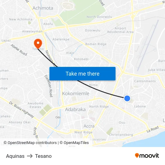 Aquinas to Tesano map