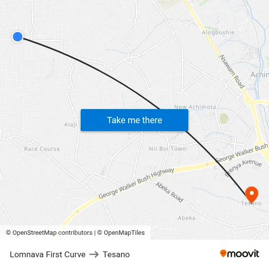 Lomnava First Curve to Tesano map