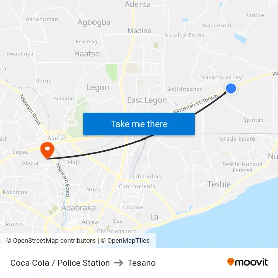 Coca-Cola / Police Station to Tesano map