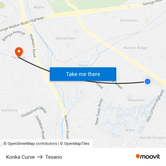 Konka Curve to Tesano map