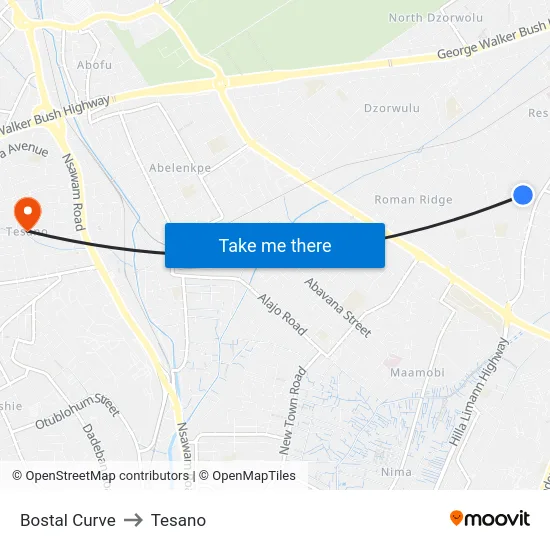 Bostal Curve to Tesano map