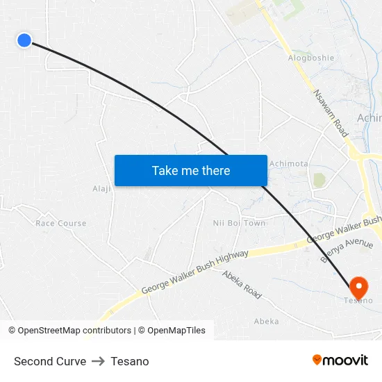 Second Curve to Tesano map