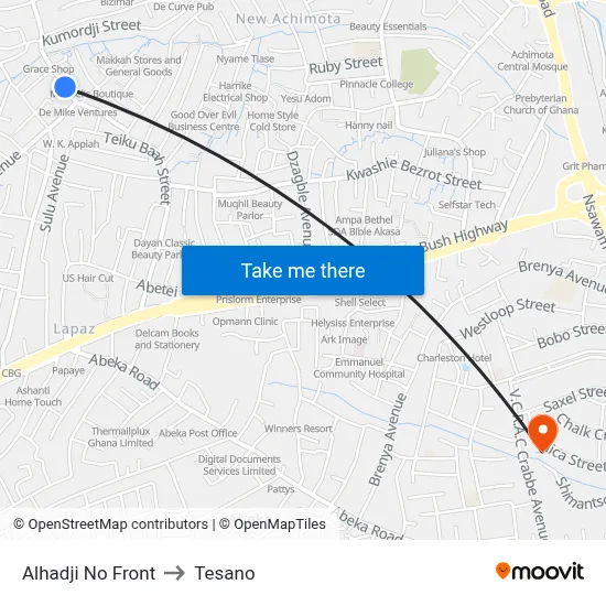 Alhadji No Front to Tesano map