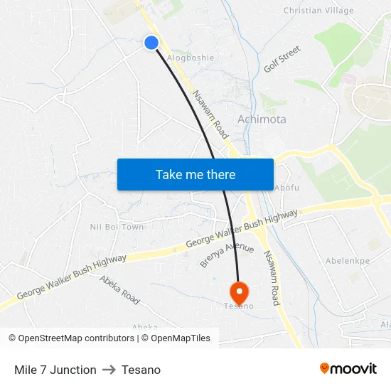Mile 7 Junction to Tesano map