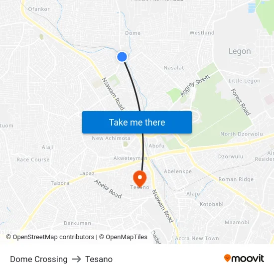 Dome Crossing to Tesano map