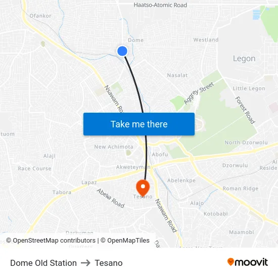 Dome Old Station to Tesano map