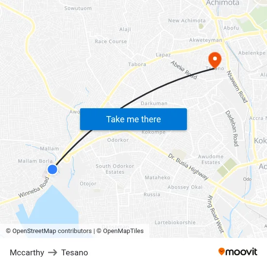 Mccarthy to Tesano map