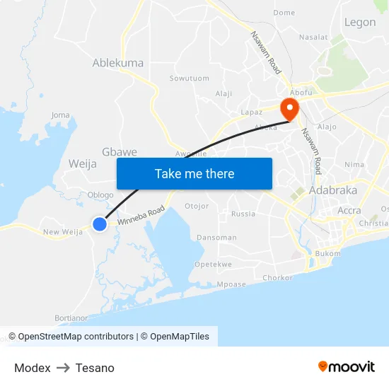 Modex to Tesano map