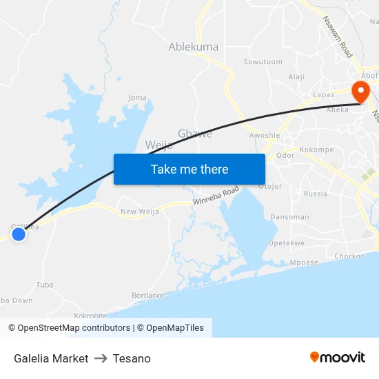 Galelia Market to Tesano map