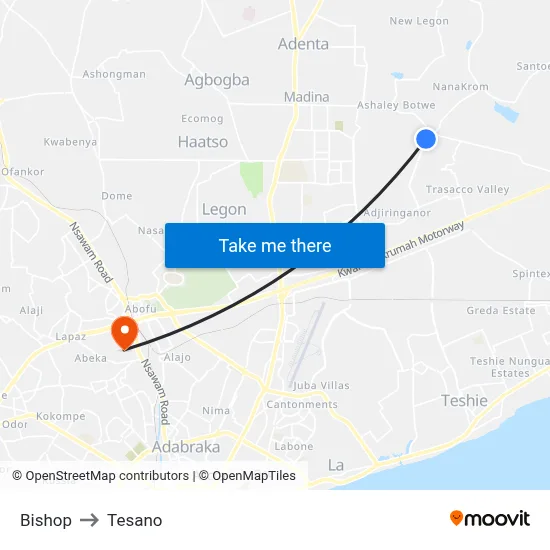 Bishop to Tesano map