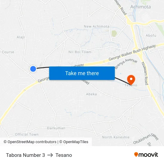 Tabora Number 3 to Tesano map