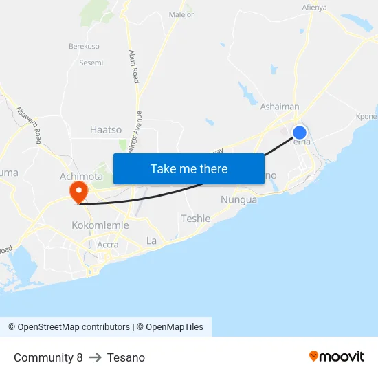 Community 8 to Tesano map