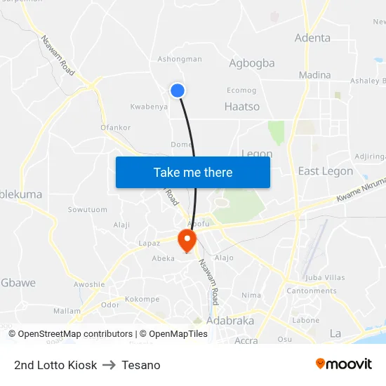 2nd Lotto Kiosk to Tesano map