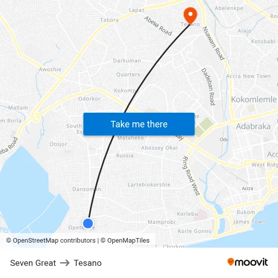 Seven Great to Tesano map