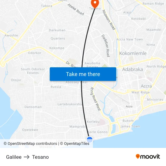 Galilee to Tesano map