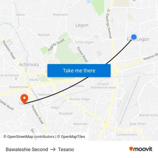 Bawaleshie Second to Tesano map
