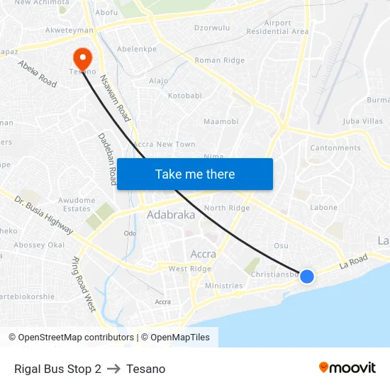 Rigal Bus Stop 2 to Tesano map