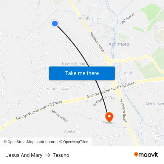 Jesus And Mary to Tesano map