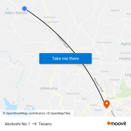 Akotoshi No.1 to Tesano map